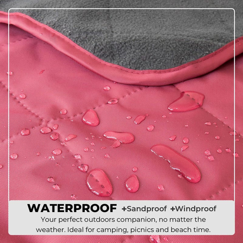 BRAWNTIDE Large Outdoor Waterproof Blanket - Quilted, Extra Thick Fleece, Warm, Windproof, Ideal Stadium Blanket, Camping Blanket, Great for Beaches, Festivals, Parks, Grass, Yoga, Pets, Dogs (Wine) - Image 3
